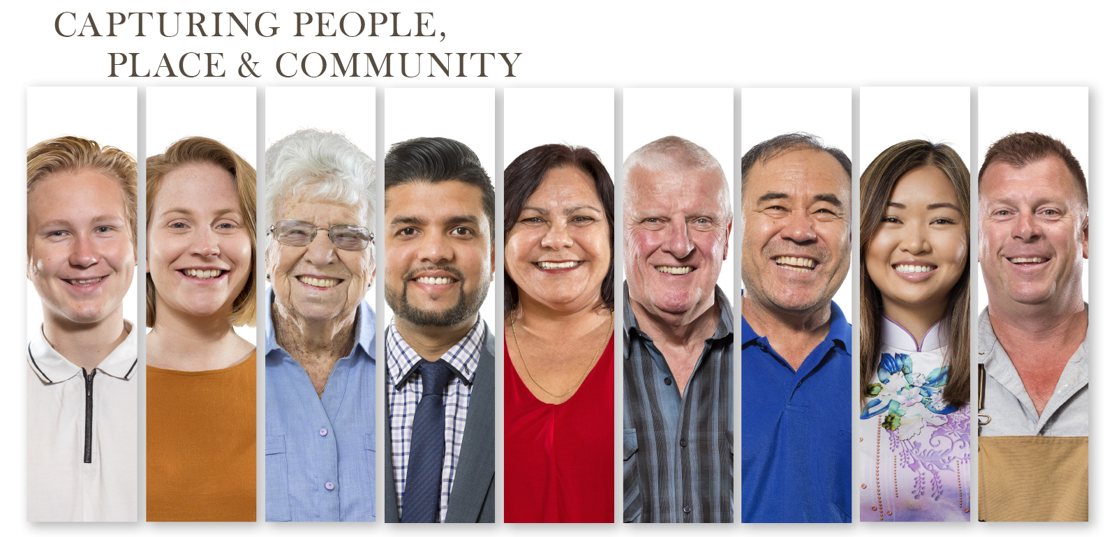 Portraits of diverse community members photographed for local government in Adelaide